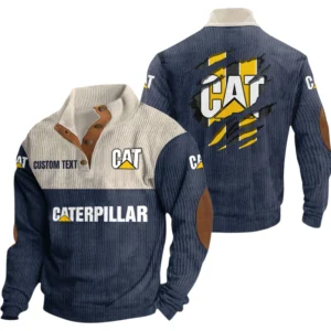 Caterpillar Exclusive Logo Print Corduroy Sweatshirt Stand Collar Custom Name TN280625Y32RCSCT2CAT