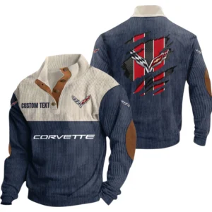 Corvette Exclusive Logo Print Corduroy Sweatshirt Stand Collar Custom Name TN280625Y32RCSCT2COR