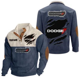 Dodge Exclusive Logo Print Corduroy Sweatshirt Stand Collar Custom Name TN280625Y32RCSCT2DOD