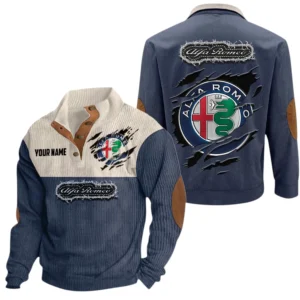 Alfa Romeo Exclusive Logo Print Corduroy Sweatshirt Stand Collar Custom Name TN280625Y32RCSCT3ALR