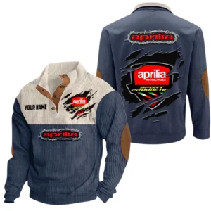 Aprilia Exclusive Logo Print Corduroy Sweatshirt Stand Collar Custom Name TN280625Y32RCSCT3APR