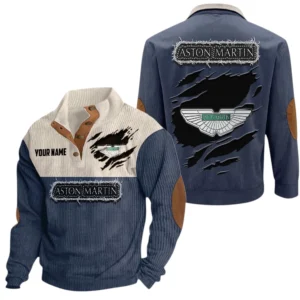 Aston Martin Exclusive Logo Print Corduroy Sweatshirt Stand Collar Custom Name TN280625Y32RCSCT3ASM