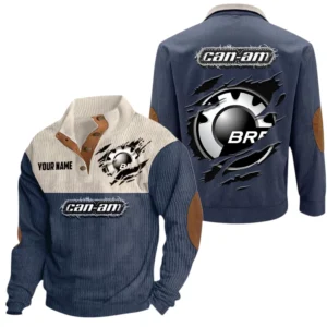 Can Am BRP Exclusive Logo Print Corduroy Sweatshirt Stand Collar Custom Name TN280625Y32RCSCT3CAE