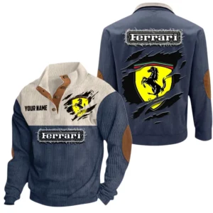 Ferrari Exclusive Logo Print Corduroy Sweatshirt Stand Collar Custom Name TN280625Y32RCSCT3FER