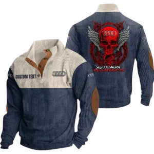 Audi Quattro Exclusive Logo Print Corduroy Sweatshirt Stand Collar Custom Name TN280625Y32RCSCT4AUD