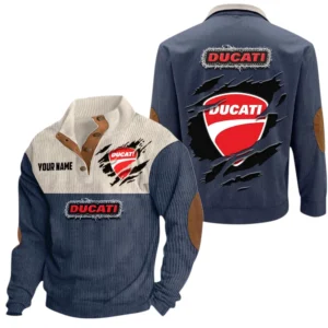 Ducati Exclusive Logo Print Corduroy Sweatshirt Stand Collar Custom Name TN280625Y32RCSCT4DMH