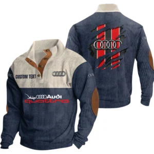 Audi Quattro Exclusive Logo Print Corduroy Sweatshirt Stand Collar Custom Name TN280625Y32RCSCT5AUD