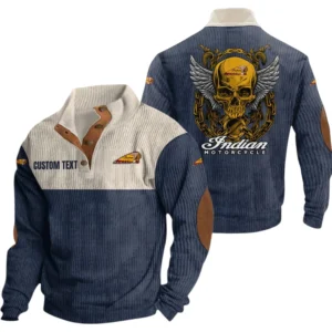 Indian Motorcycle Exclusive Logo Print Corduroy Sweatshirt Stand Collar Custom Name TN300625Y32RCSCT1INM