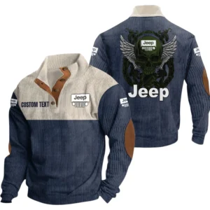 Jeep Exclusive Logo Print Corduroy Sweatshirt Stand Collar Custom Name TN300625Y32RCSCT1JEE