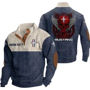 Mustang Exclusive Logo Print Corduroy Sweatshirt Stand Collar Custom Name TN300625Y32RCSCT1MUS