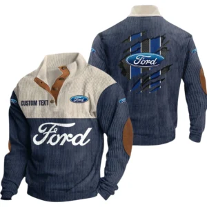 Ford Exclusive Logo Print Corduroy Sweatshirt Stand Collar Custom Name TN300625Y32RCSCT2FOR