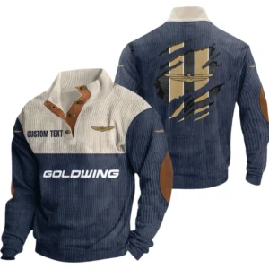 Honda Gold Wing Exclusive Logo Print Corduroy Sweatshirt Stand Collar Custom Name TN300625Y32RCSCT2HGW