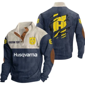 Husqvarna Exclusive Logo Print Corduroy Sweatshirt Stand Collar Custom Name TN300625Y32RCSCT2HUM