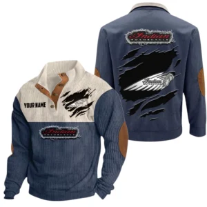 Indian Motorcycle Exclusive Logo Print Corduroy Sweatshirt Stand Collar Custom Name TN300625Y32RCSCT2INM