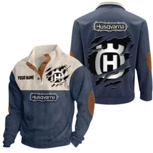 Husqvarna Exclusive Logo Print Corduroy Sweatshirt Stand Collar Custom Name TN300625Y32RCSCT3HUM