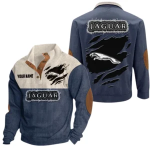 Jaguar Exclusive Logo Print Corduroy Sweatshirt Stand Collar Custom Name TN300625Y32RCSCT3JAG
