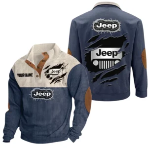 Jeep Exclusive Logo Print Corduroy Sweatshirt Stand Collar Custom Name TN300625Y32RCSCT3JEE