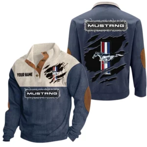 Mustang Exclusive Logo Print Corduroy Sweatshirt Stand Collar Custom Name TN300625Y32RCSCT3MUS