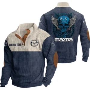 Mazda Exclusive Logo Print Corduroy Sweatshirt Stand Collar Custom Name TN010725Y32RCSCT1MAZ