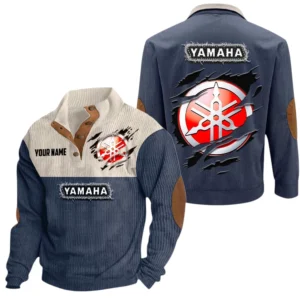 Yamaha Motor Exclusive Logo Print Corduroy Sweatshirt Stand Collar Custom Name TN010725Y32RCSCT1YAM