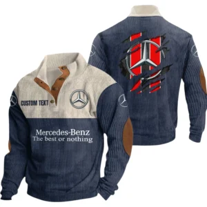 Mercedes Benz Exclusive Logo Print Corduroy Sweatshirt Stand Collar Custom Name TN010725Y32RCSCT2MEB