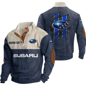 Subaru Exclusive Logo Print Corduroy Sweatshirt Stand Collar Custom Name TN010725Y32RCSCT2SUB