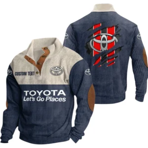 Toyota Exclusive Logo Print Corduroy Sweatshirt Stand Collar Custom Name TN010725Y32RCSCT2TOY