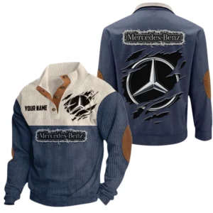 Mercedes Benz Exclusive Logo Print Corduroy Sweatshirt Stand Collar Custom Name TN010725Y32RCSCT3MEB