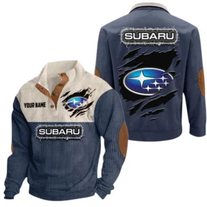 Subaru Exclusive Logo Print Corduroy Sweatshirt Stand Collar Custom Name TN010725Y32RCSCT3SUB