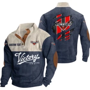 Victory Motorcycle Exclusive Logo Print Corduroy Sweatshirt Stand Collar Custom Name TN010725Y32RCSCT3VIM