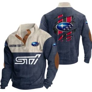 Subaru Sti Exclusive Logo Print Corduroy Sweatshirt Stand Collar Custom Name TN010725Y32RCSCT4SUB